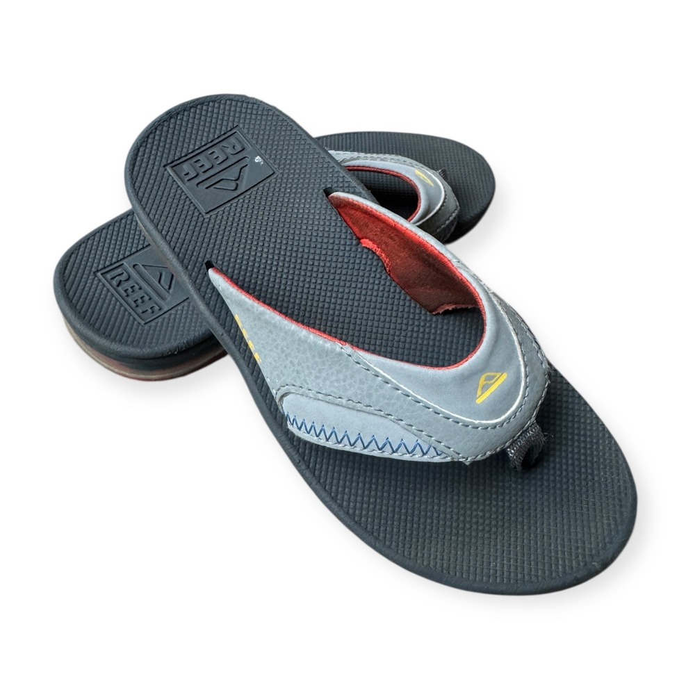 Reef Kids Fanning Flip Flops Sandals Boys Size US 13C Black Red